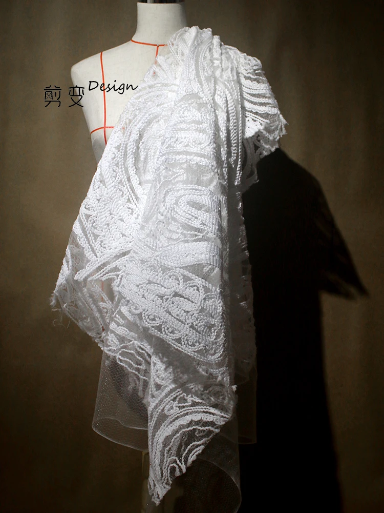 Трехмерная вышивка шерстяная текстура сетка дизайнерская Ткань DIY Ручная работа платье модная ткань