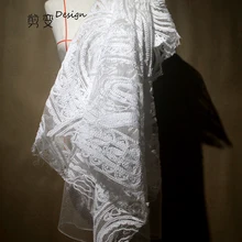 Трехмерная вышивка шерстяная текстура сетка дизайнерская Ткань DIY Ручная работа платье модная ткань