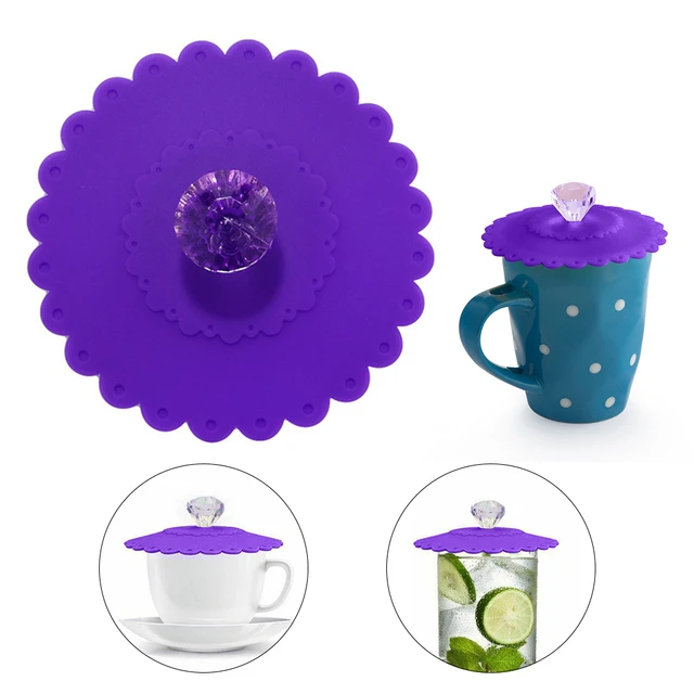 Silicone Tea Cup Coffee Mug Lid Cover Anti-Dust Suction Glass