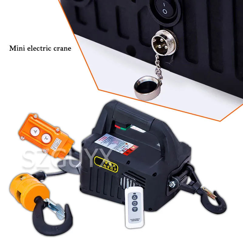 

220V / 1500W Small household electric crane Manual Wire control Wireless remote control crane Building decoration crane