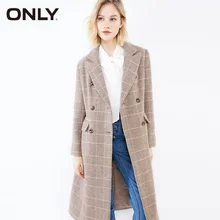 Только женское двубортное шерстяное клетчатое пальто | 11836U508