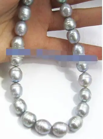 

18" AAA 9-10 MM SOUTH SEA NATURAL gray PEARL NECKLACE 14K CLASP