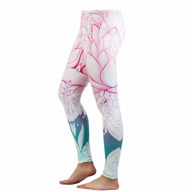 

JIGERJOGER Girls Leggings High Rise Lotus Floral Mandala Leggings Plus Size Women Dance Workout Yoga Pants Fitness Jeggings