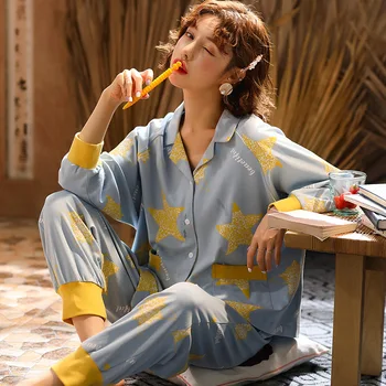 

Cardigan Design Pijamas Women New Pajamas Set Cute Casual Homwear Comfortable Lougewear Plus Size Nighty Soft Sleepwear