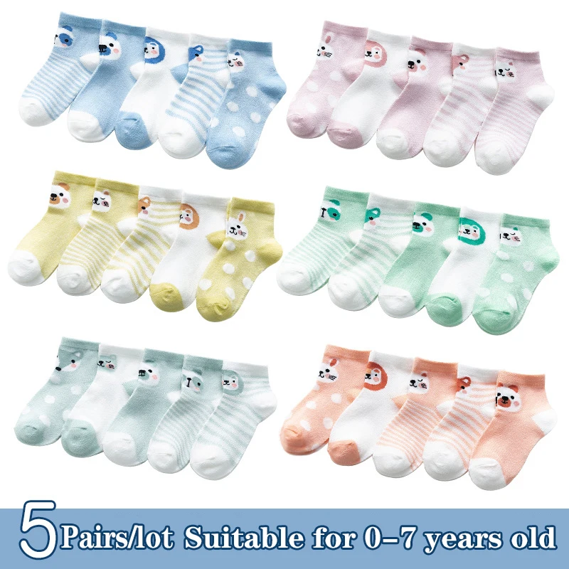 5Pairs/lot Toddler Baby Boy Socks Summer Mesh Thin for Girls Cotton Newborn Infant Girl Drop Shipping | Детская одежда и обувь
