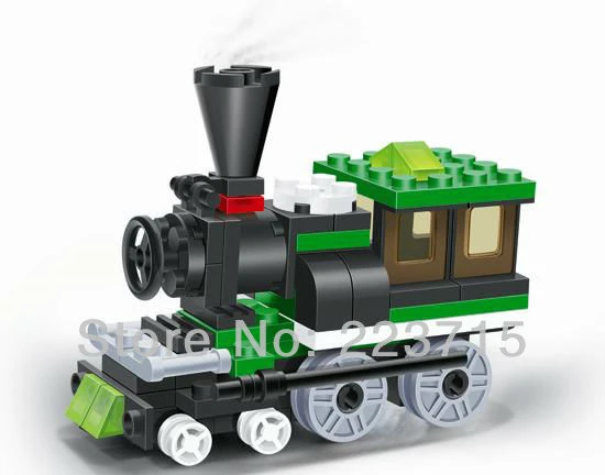 small wooden blocks Free Shipping!*Locomotive 4* DIY enlighten block bricks,Compatible With other Assembles Particles rainbow stacking blocks