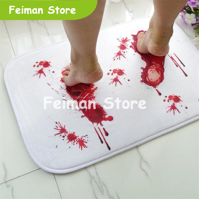 buy Creative Novelty Door Blood Carpet Bathroom Water Absorption Non slip Rug Horror Terror Carpet Doormat for Entrance Door Mats