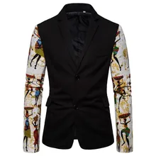 Блейзер Мужской s Повседневный винтажный этнический костюм с цветочным принтом приталенный Блейзер пиджак для мужчин s Chalecos Para Hombre костюмы для мужчин E1