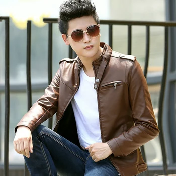 

Mens Oversize Jackets Spring Autumn PU Leather Jacket Men Long Sleeve Stand Collar Slim Fit Casual Faux Leather Coat Xxxl 4xl
