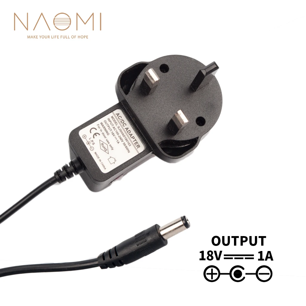 NAOMI Power Supply Charger 18V 1A UK Adapter Black For Guitar Effects Pedal Parts Plug Accessory | Спорт и развлечения