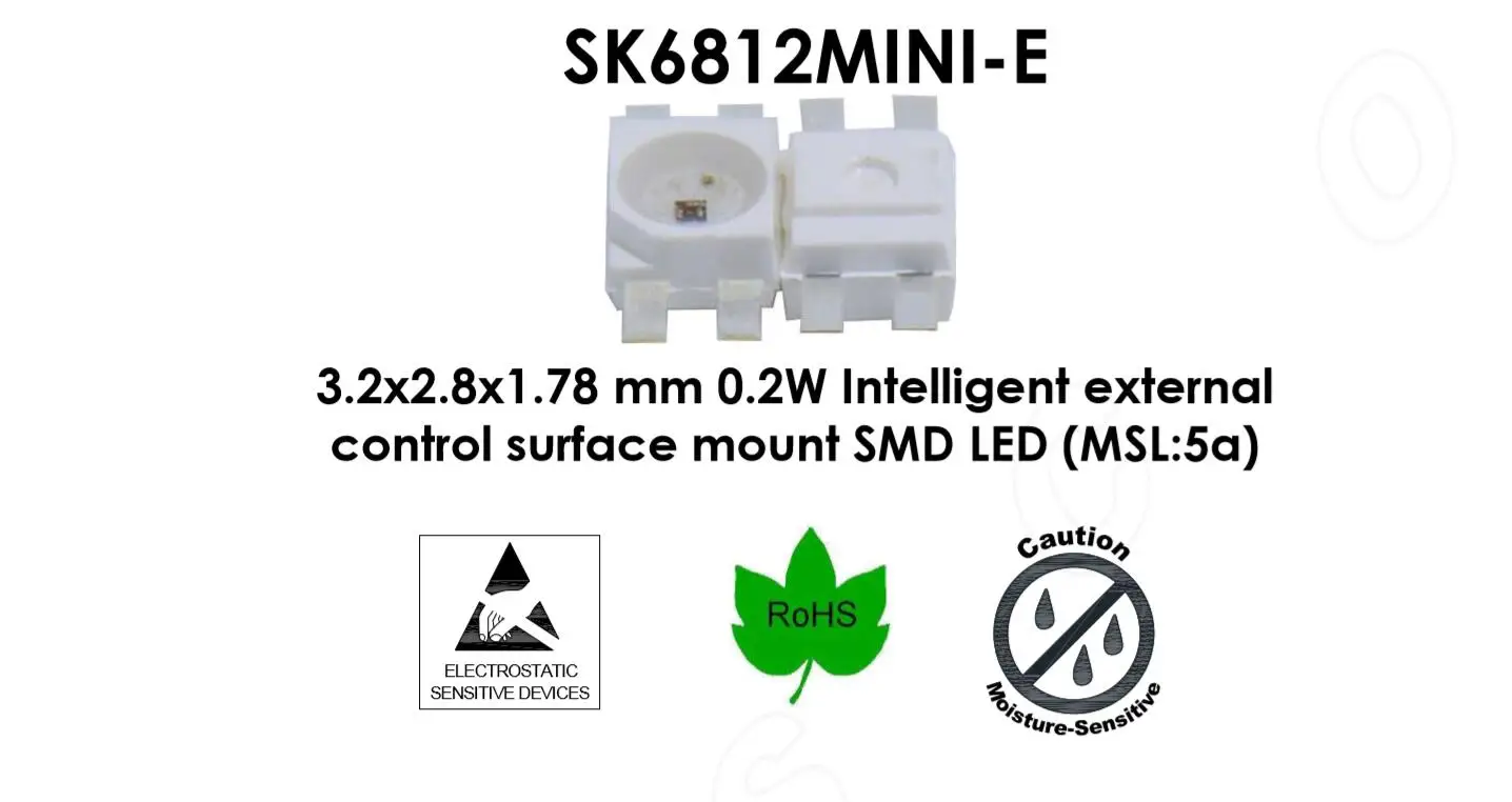 2000 шт. SK6812 MINI-E(аналог с WS2812B) SK6812 3228 SMD Пиксели светодиодный чип 0,2 Вт/шт. индивидуально адресуемых полный Цвет DC 5V