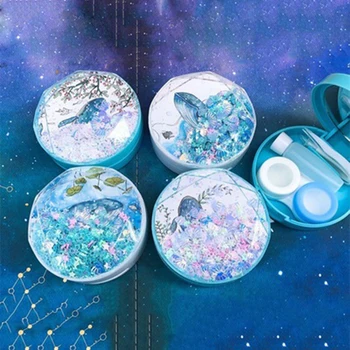 

Wholesale New Diamond Quicksand Fairy Tale Beluga Pattern Contact Lens Companion Box Beauty Box Contact Lens Case