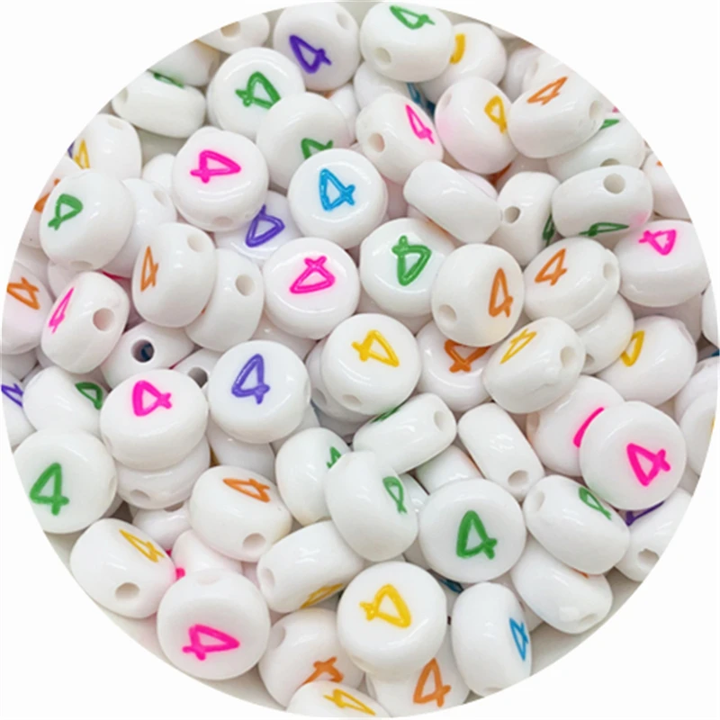 100pc Mixed English Letter Acrylic Beads Flat Heart Alphabet Number Beads  for Charms Bracelet Necklace For Home Decoration