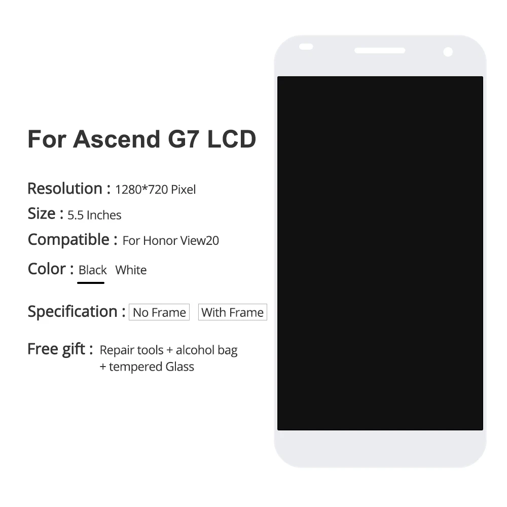 100% тест 5 ''для Huawei G7 ЖК дисплей Ascend L01 L03 TL00 UL00 UL20 панель сенсорный дигитайзер с