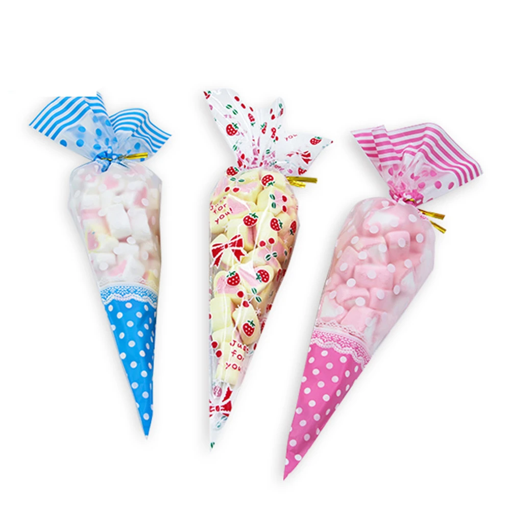 

100 Pcs Carrot Shaped Cone Bags Easter Goodies Treat Bags with Gold Twist Ties for Easter Candy Cookie Storage
