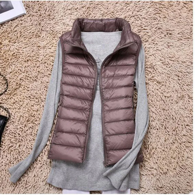 Ultra Thin Down Jacket Light Warm Waistcoat Female Sleeveless Cropped Puffer Jacket Vest Lining Woman Winter Coat Spring 2022 - 3