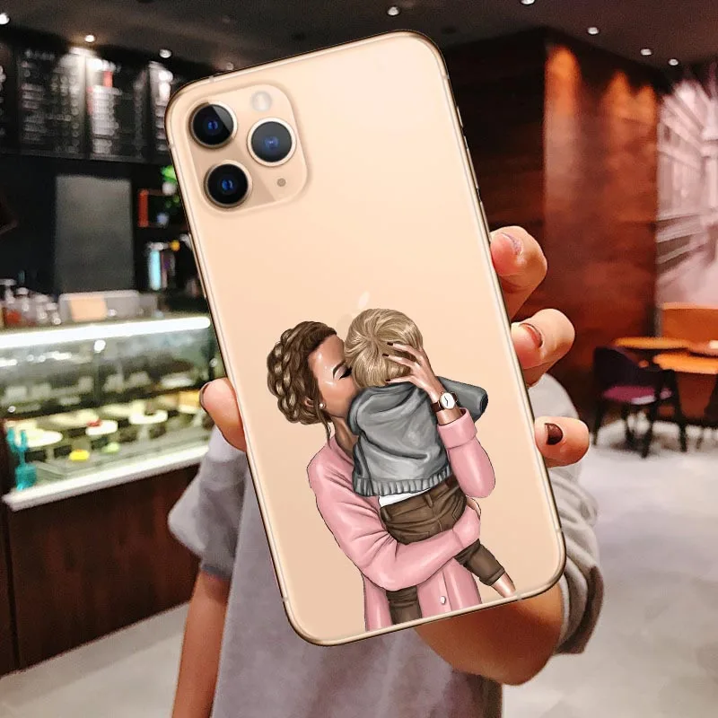 TPU Принцесса женский Босс кофе чехол для телефона для iPhone 11 Pro Max Vogue девочка мама ребенок мягкий чехол для iPhone X 7 8 Plus XR XS Max - Цвет: TPU