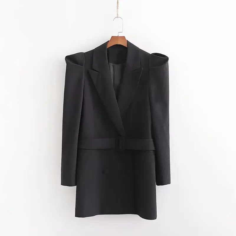 Heydress женские осенние длинный рукав блейзеры куртки винтажные двубортные женские Клубные пиджаки с поясом повседневные офисные женские Свободные пиджаки