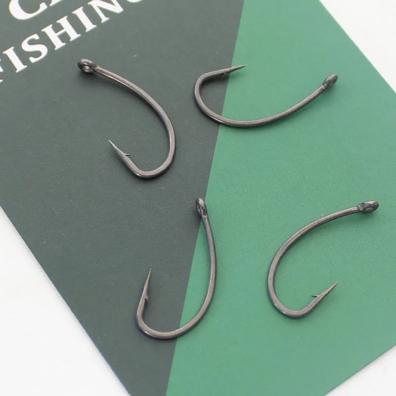 30PCS Curve Shank Carp Hooks Brabed Barbless Choddy Wide Kurv Carp Fishing  Hook Eye Hook For Hair Rig Fishing Tackle