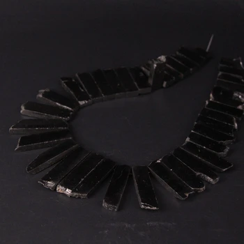 

15.5 "strand Raw Jet Stone Top Drilled Slice Loose Beads,Natural Black Crystal Quartz Rectangle Slab Pendants Necklace Jewelry