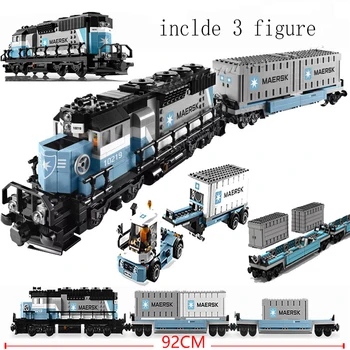 

New MOC 91006 1234Pcs Expert Technic Ultimate Series Maersk Train Building Blocks Toys Gift Compatible with 10219 10194 Trains