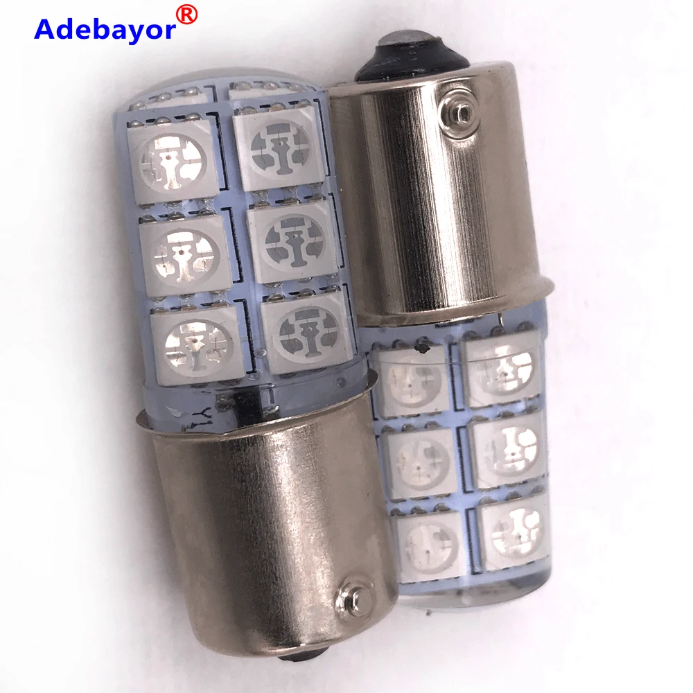 50 шт. 1156 BA15S COB светодиодный автомобильный светильник P21W 1156 5050 12 светодиодов Smd светодиодный стоп сигнал светильник лампа с украшением в виде кристаллов светильник s 12V RGB 7coor Адебайор