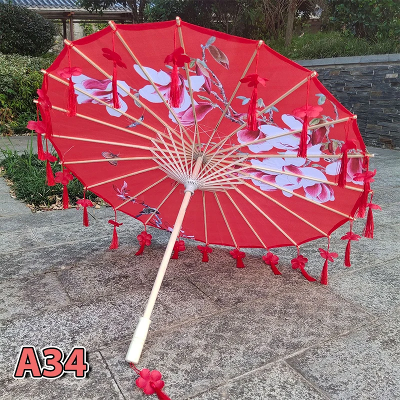 82/84cm Silk Cloth Women Umbrella Japanese Cherry Blossoms Ancient Dance Umbrella Decorative Chinese Style Oil Paper