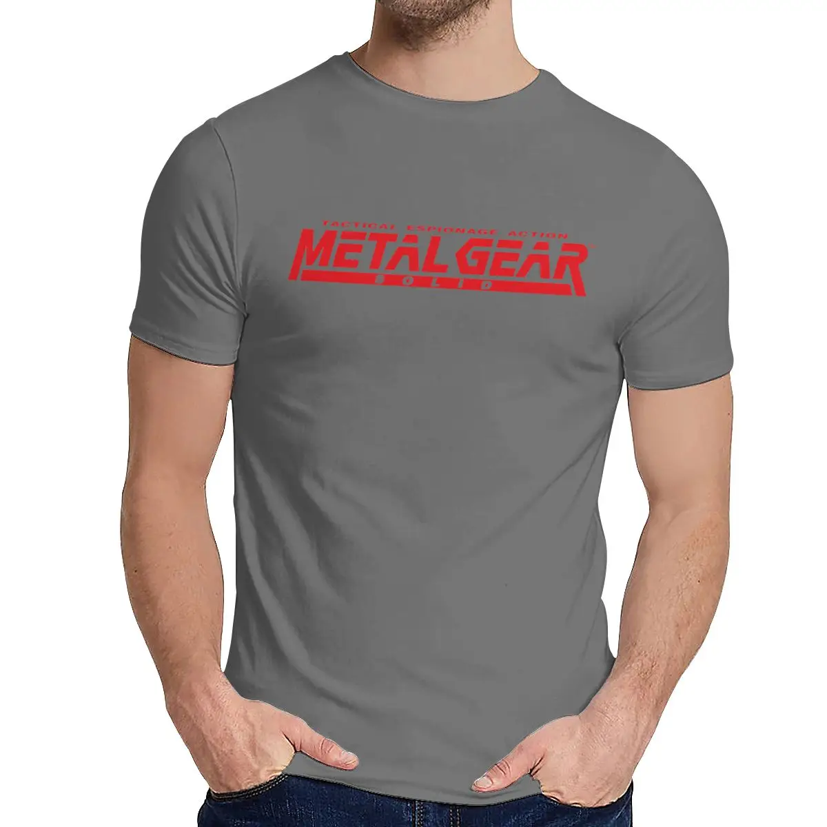 Летняя игра MGS Metal gear Однотонная футболка для мужчин Crazy органический хлопок одежда мода Crewneck - Цвет: Темно-серый