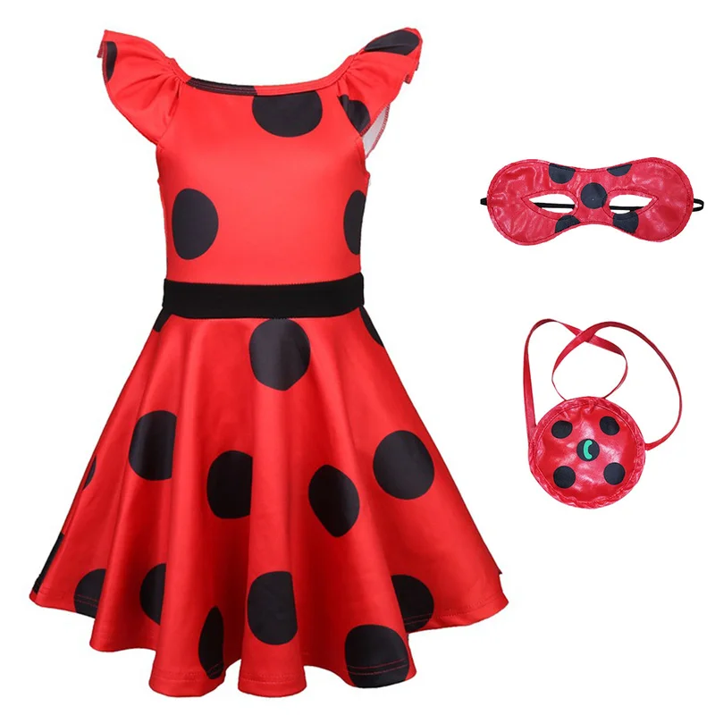 Модный детский костюм божьей коровки, детское платье, косплей Рождественская вечеринка, сумка для девочек, Детский костюм принцессы на выпускной, костюм на Хэллоуин