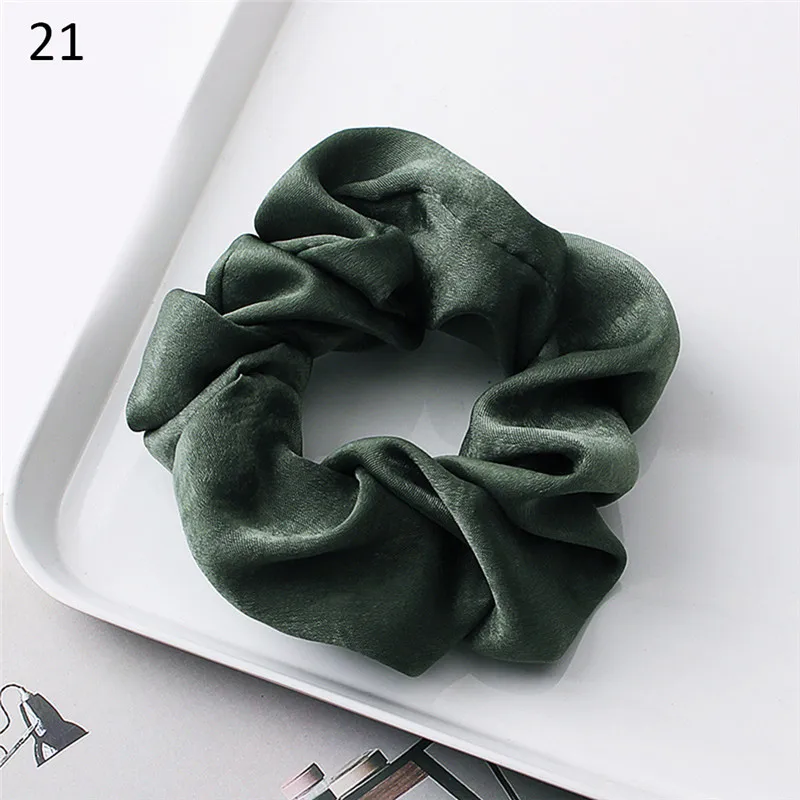 1 шт Мода мягкий бархат большой Упругие волосы веревки Scrunchies для Для Женщин Девочек Сладкий сплошной волос держатель ленты Галстуки резинка для волос аксессуары - Цвет: Satin-021