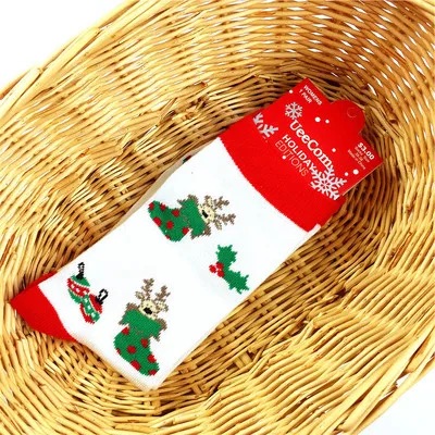Jerrinut/женские носки на год и Рождество, теплые зимние носки с принтом, милые модные хлопковые носки с изображением Красного лося и снеговика, 1 пара - Цвет: 9