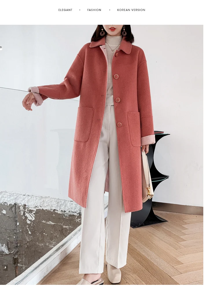 Новая Корейская версия популярного шерстяного пальто для женщин, длинное студенческое утепленное шерстяное пальто в стиле Хепберн