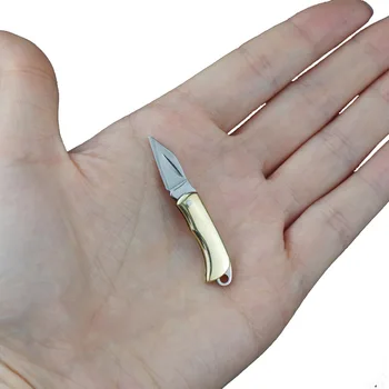 

New brass pocket folding knife portable keychain letter opener multifunction EDC outdoor self-defense tool knife CS GO Camp tool