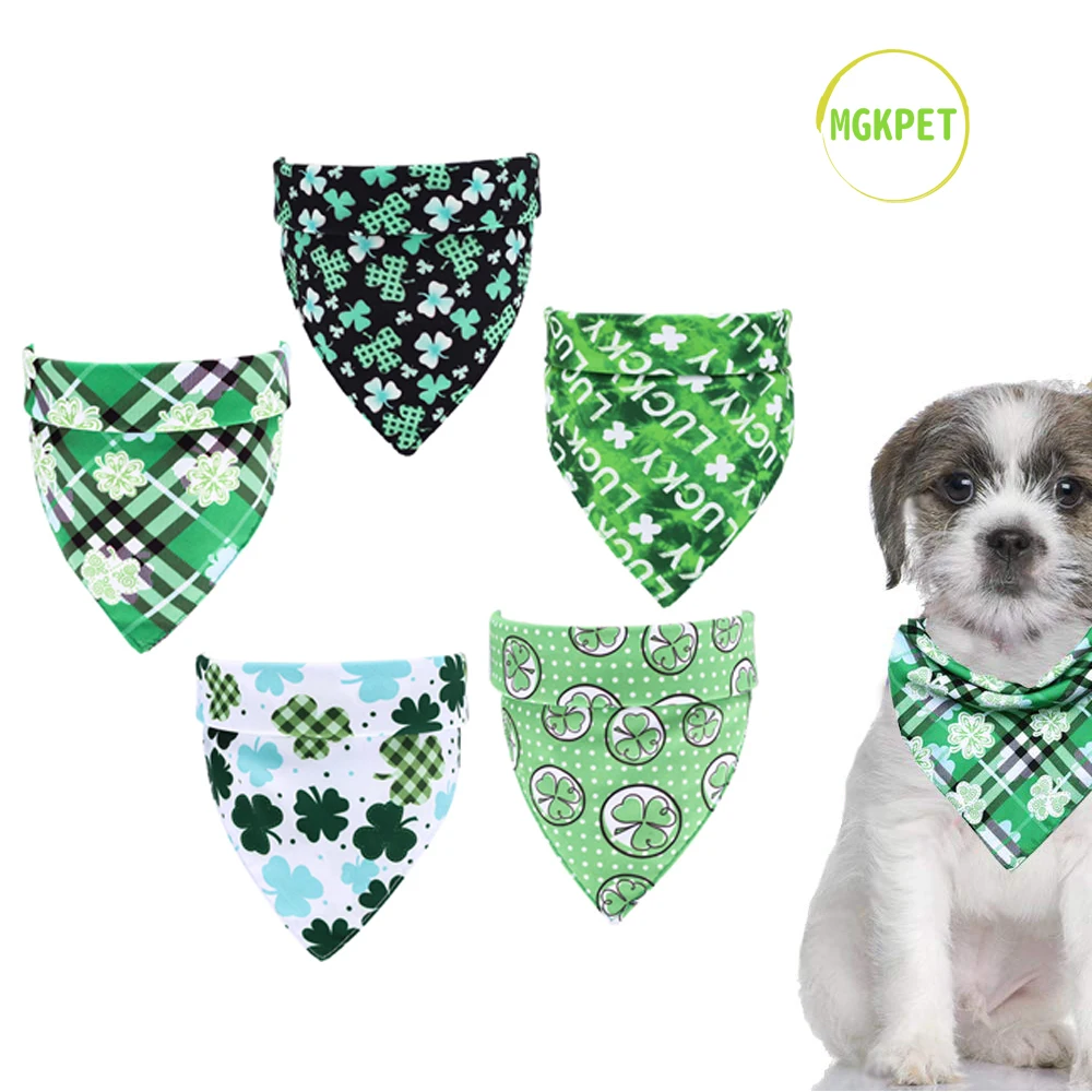 Dog Bandana for St Patricks Day Bandanas Triangle Bibs Scarf Accessories for Small Medium Large Dogs Cats Pets Irish festival