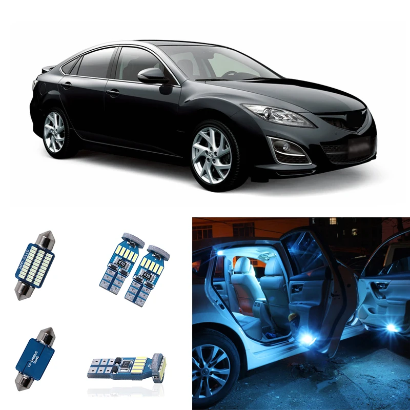 

12pcs Canbus No Error LED Bulbs Interior Lights Lamp Package Kit Map Dome Trunk License Plate Light For Mazda 6 2009 2010 2011