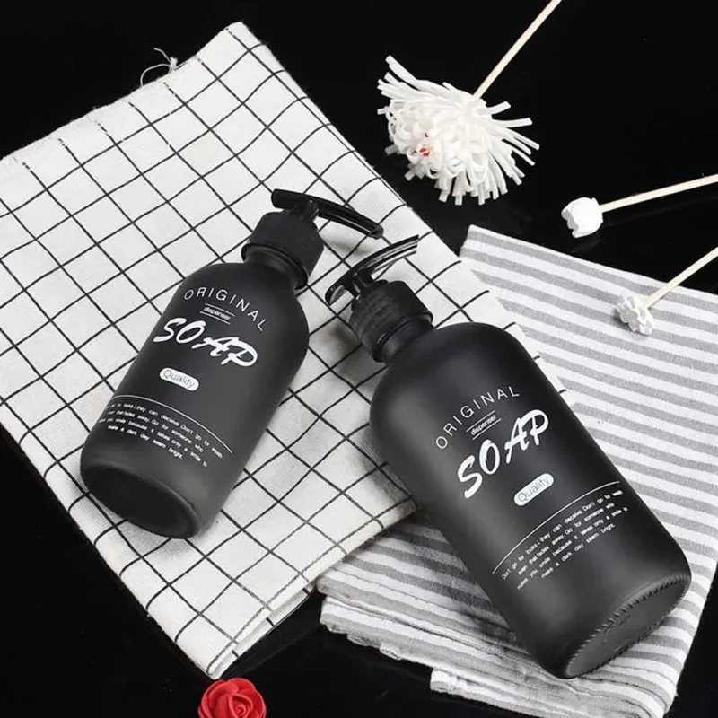 

Liquid Soap Dispenser 500ml Black Glass Bathroom Shampoo Scandinavian Travel Storage Bottle Liquid Lotion Storage Bottle 500ml