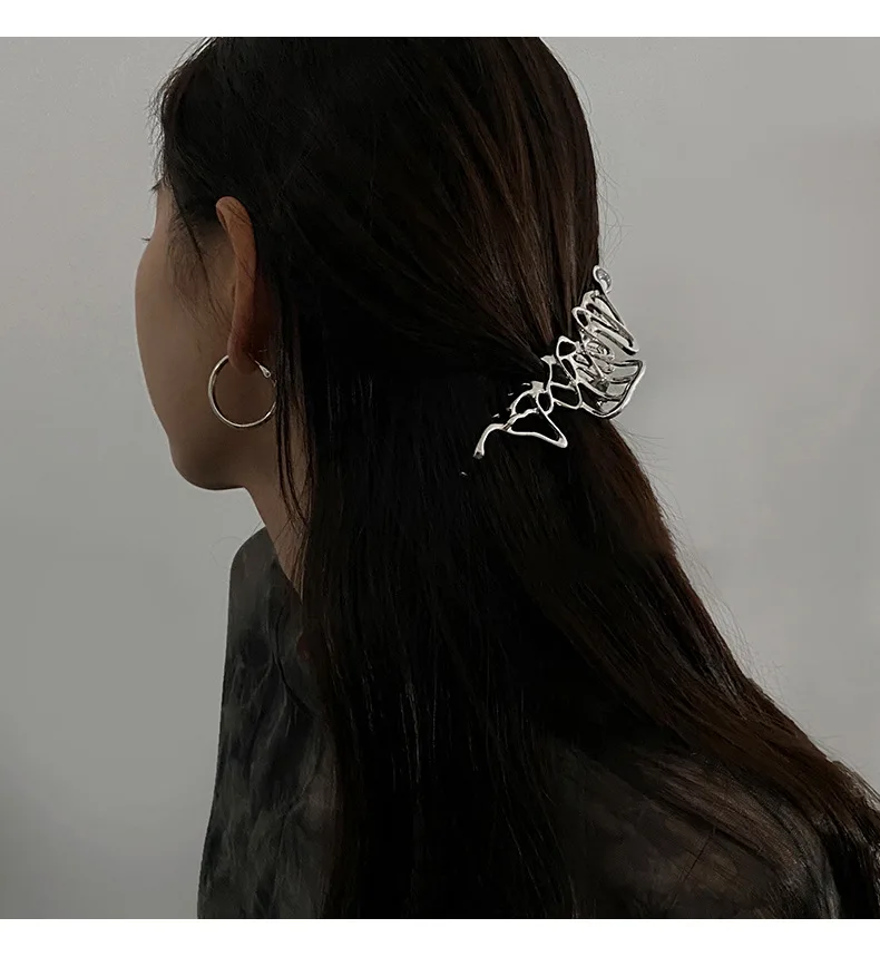 hair band for ladies Personality geometric design liquid shape claw-style hairpin female special-shaped disc hair strong non-slip big grasping clip pearl hair clip