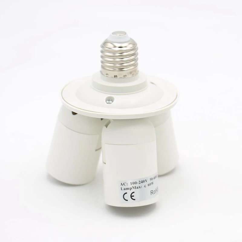 E27 base to 3 bulb socket