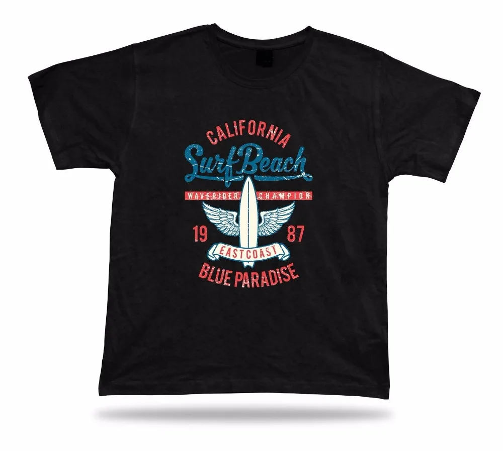 夏のスタイルのファッションメンズカジュアル Tシャツカリフォルニアサーファービーチ東コストブルー楽園スタイリッシュなデザイン素晴らしい誕生日 Tシャツ Aliexpress