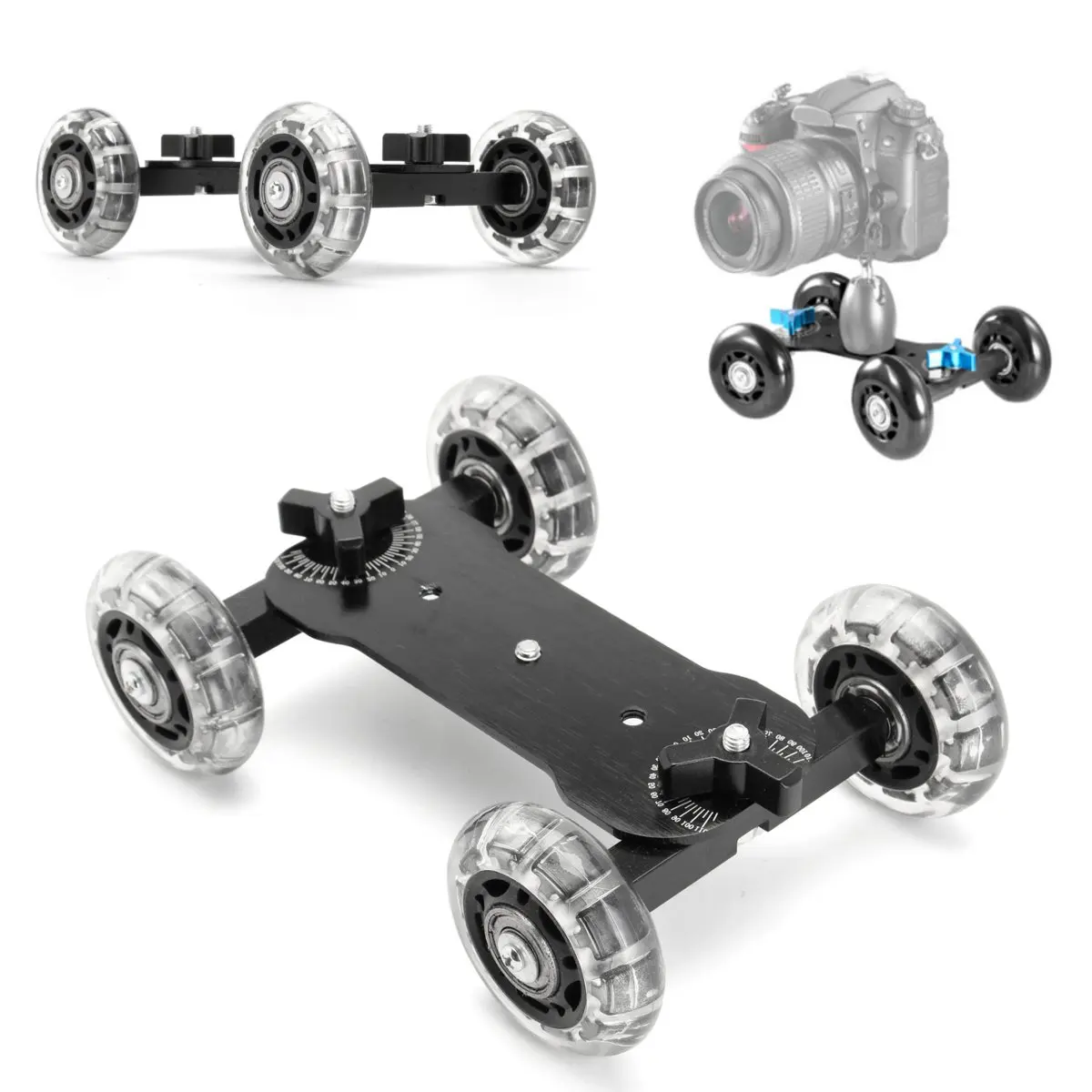  DSLR Desktop Camera Video Wheels Rail Rolling Track Slider Dolly Car Skate Glide Camera Rolling Sli