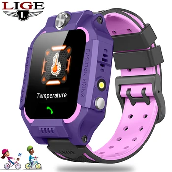 

LIGE Temperature Measurement Children's Smart Watch Phone Waterproof LBS Kids Positioning Call Remote Locator Watch Boys Girls