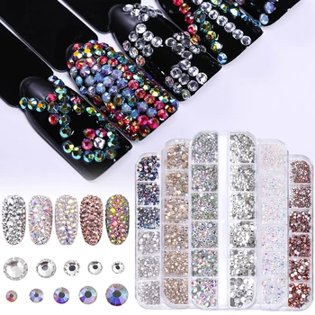 

AB Color Crystal Nail Rhinestones Acrylic Waterdrop Nail Studs Beads Flat Back Shiny 3D Nail Art Decorations DIY Tips
