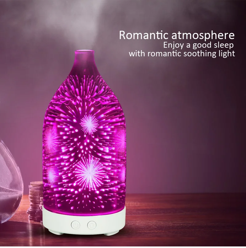 

100ml Creative 3D Ultrasonic Aroma Essential Oil Diffuser With LED Changing Light Air humidifier Essential Oil Cool Mist