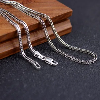 

Pure Silver Weave Necklace 925 Sterling Thai Silver Fox Tail Chain Necklace Men Women Personalized Retro Necklace Male Jewelry