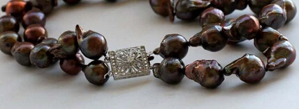 02183 Double Genuine Natural coffee Baroque Reborn Keshi Pearl Necklace