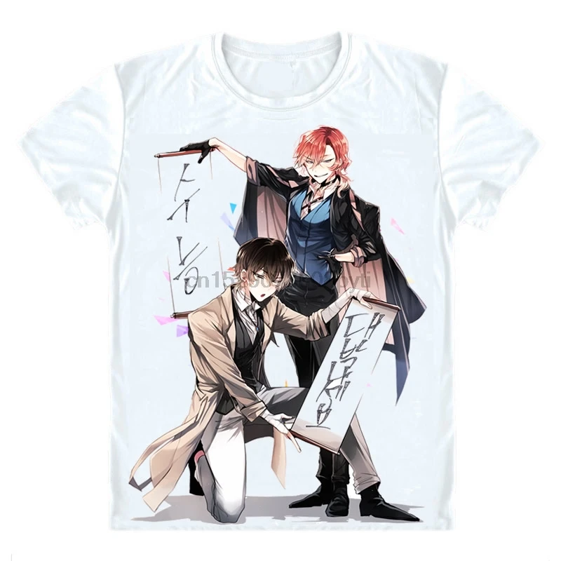 

Bungou Stray Dogs T Shirts Multi Style Short Sleeve Shirts Literary Stray Dogs Osamu Dazai Atsushi Nakajima Cosplay Shirt