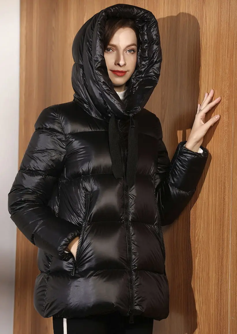 Теплый пуховик с защитой от холода, новинка, Зимний плащ, белый утиный пух, женская короткая приталенная плотная куртка с капюшоном