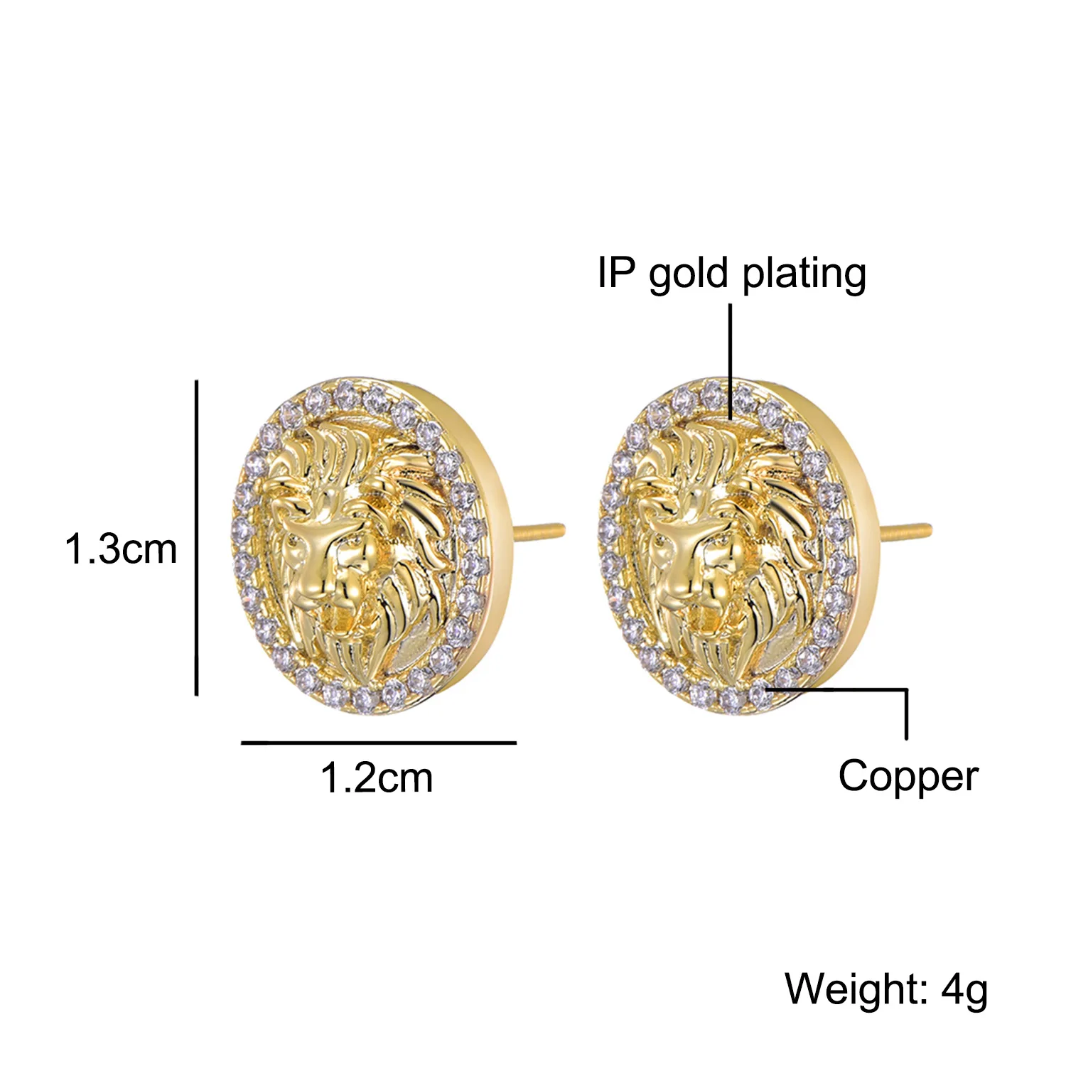 1 Paio Di Orecchini Quadrati Da Uomo In Stile Hip Hop Rock Placcati In - Foto 3