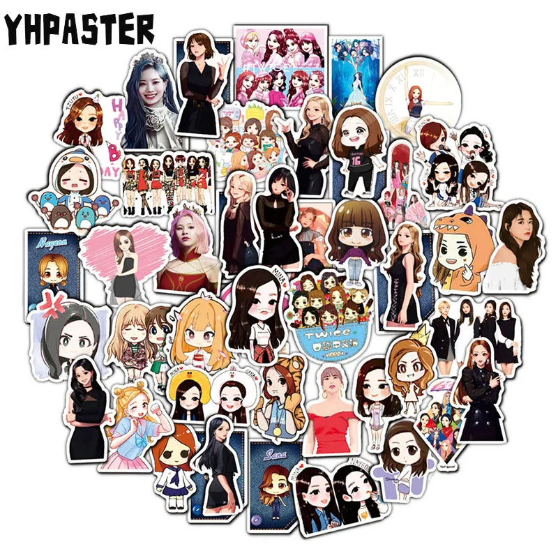 10 Вт 30 50 шт. kpop Мультфильм Дважды Группа девушки наклейки для ноутбука скейтборд
