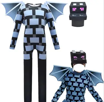 

Halloween Costumes for Kids Minecrafter Cosplay Boys Girls Game Character Battle Skin Bodysuit with Wing Mask Party Clothing